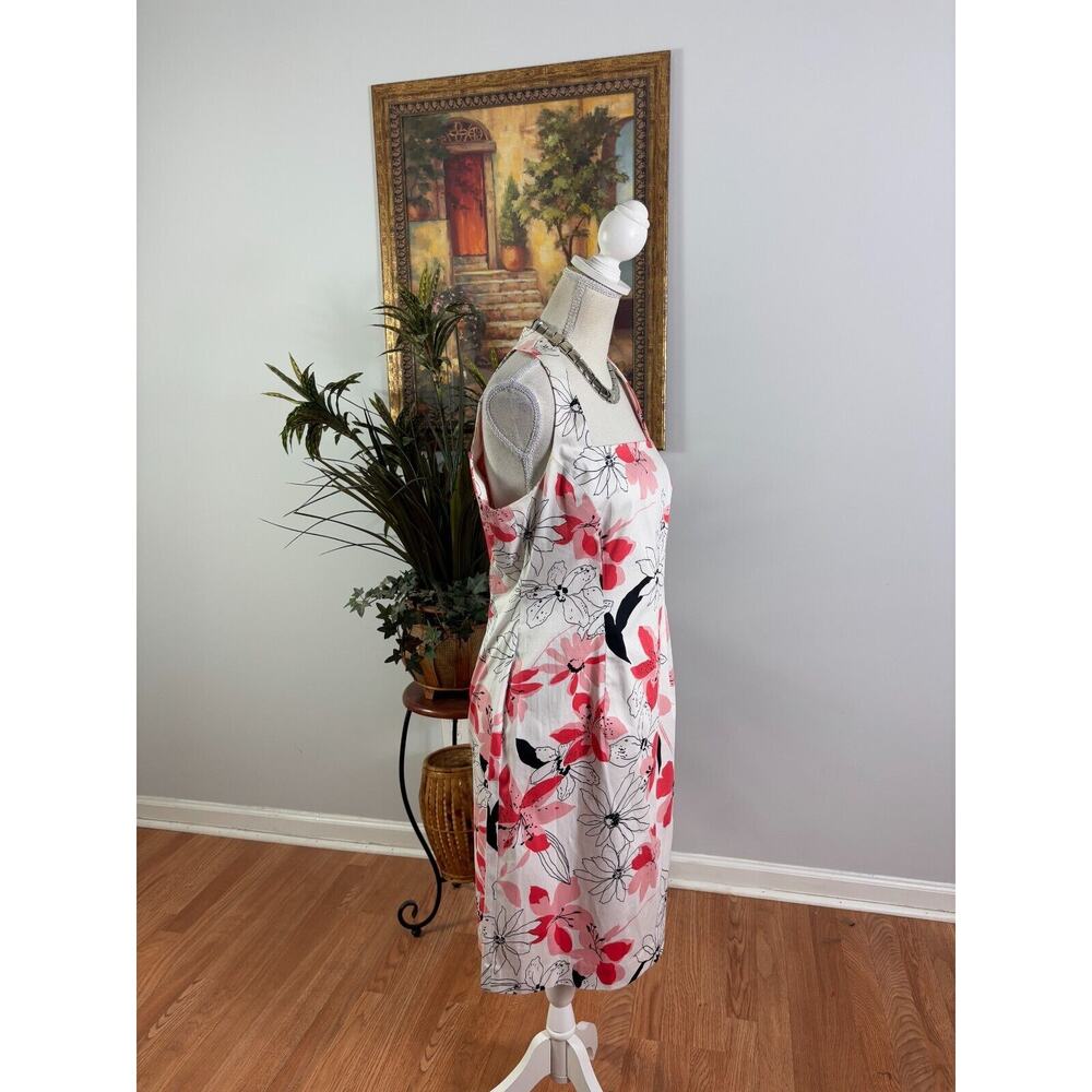 Evan Picone Sheath Dress Womens 10 White Floral Halter Neck Sleeveless Back Zip - Picture 6 of 9